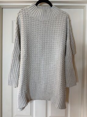 French Connection Grey Cable-Knit Turtleneck Sweater